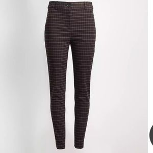 LOFT Plaid High Waist Skinny Ankle Pants